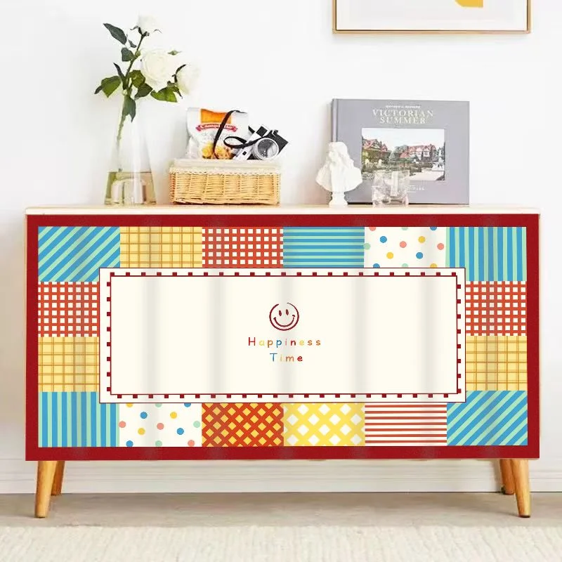VIKAMA Kids Patchwork Cabinet Curtain, Dustproof Wardrobe Door Curtain for Closet Cupboard Bookcase Decor