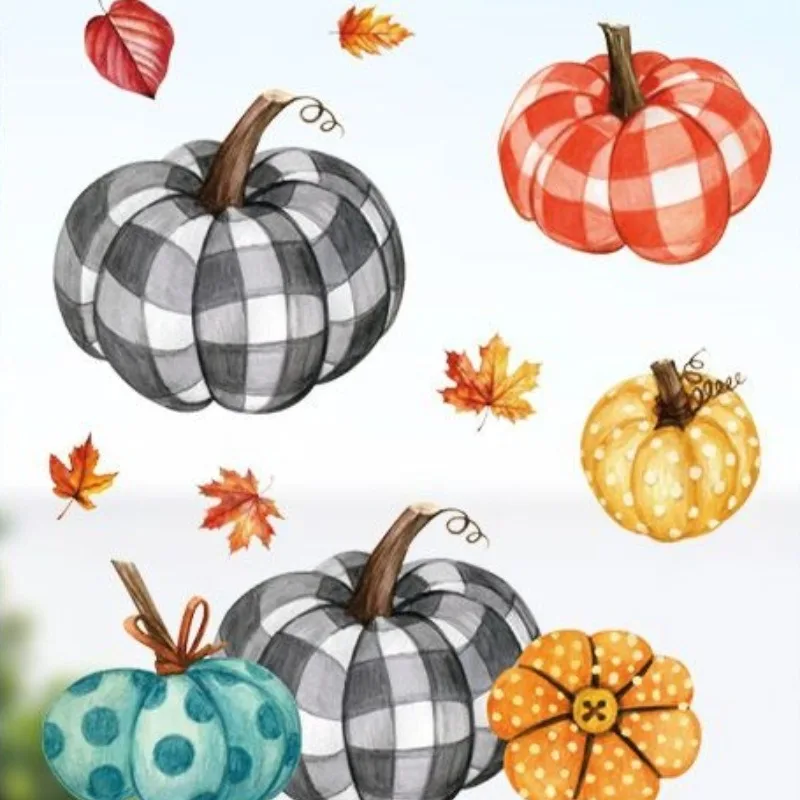 9 Sheets Fall Window Clings 98PCS Thanksgiving Static Stickers Pumpkin Maple Leaf Double Sided PVC 20x30cm Autumn Party Decor