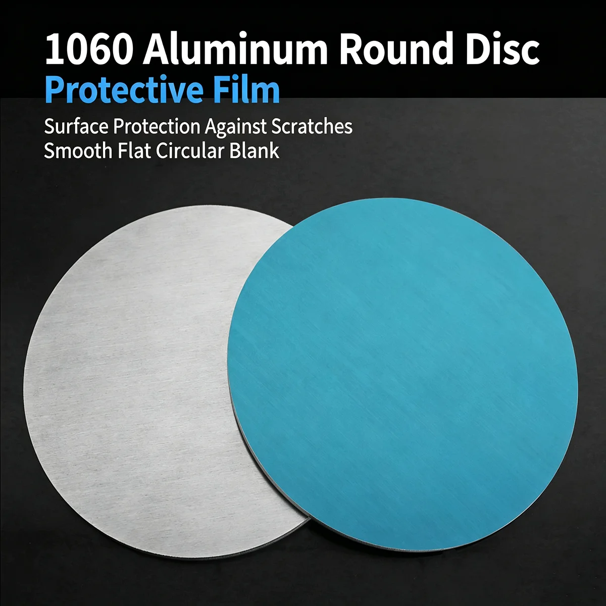1060 Pure Aluminum No‑Hole Round Disc, Protective Film for Bending Stamping Heat Dissipation Laser Engraving DIY Custom Cut