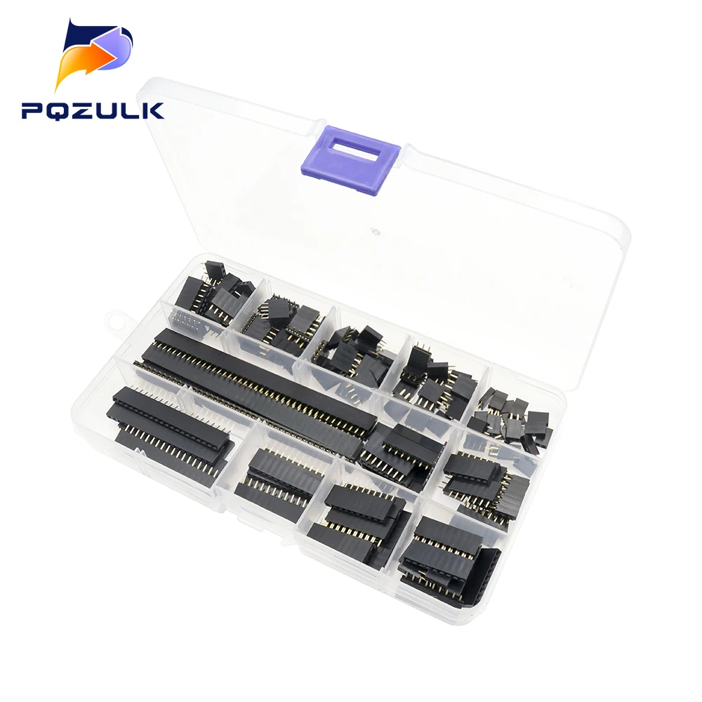 155PCS 2.54mm Single Row Pin Socket Female Header Connector Box 4/6/8/10/12/16/20/40pin PCB Board Combination Kit for Arduino