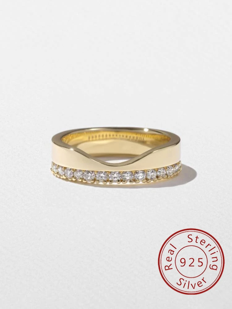 خاتم من الفضة الإسترليني عيار 925 على شكل حرف V من الزركون للنساء الذكرى السنوية والخطوبة وحفلات الزفاف مجوهرات راقية عالية الجودة #1