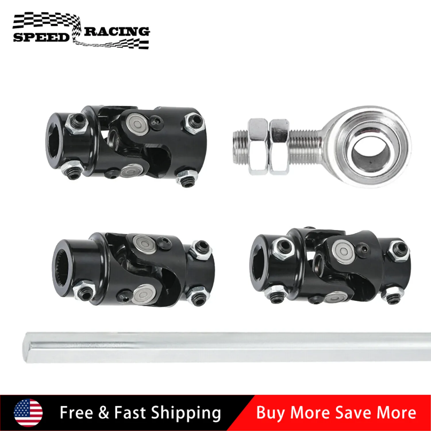 

Универсальный U-образный шарнир рулевого управления 36-дюймовый стальной рулевой вал с ЧПУ + опорный подшипник 3/4 дюйма GM Легко установить черный