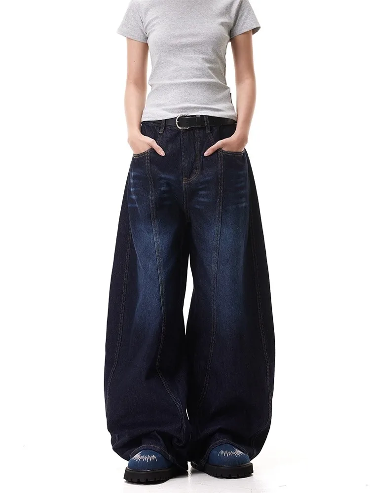 

Джинсы свободного кроя с вышивкой в стиле ретро, широкие штанины, повседневные, в пол, для мужчин и женщин