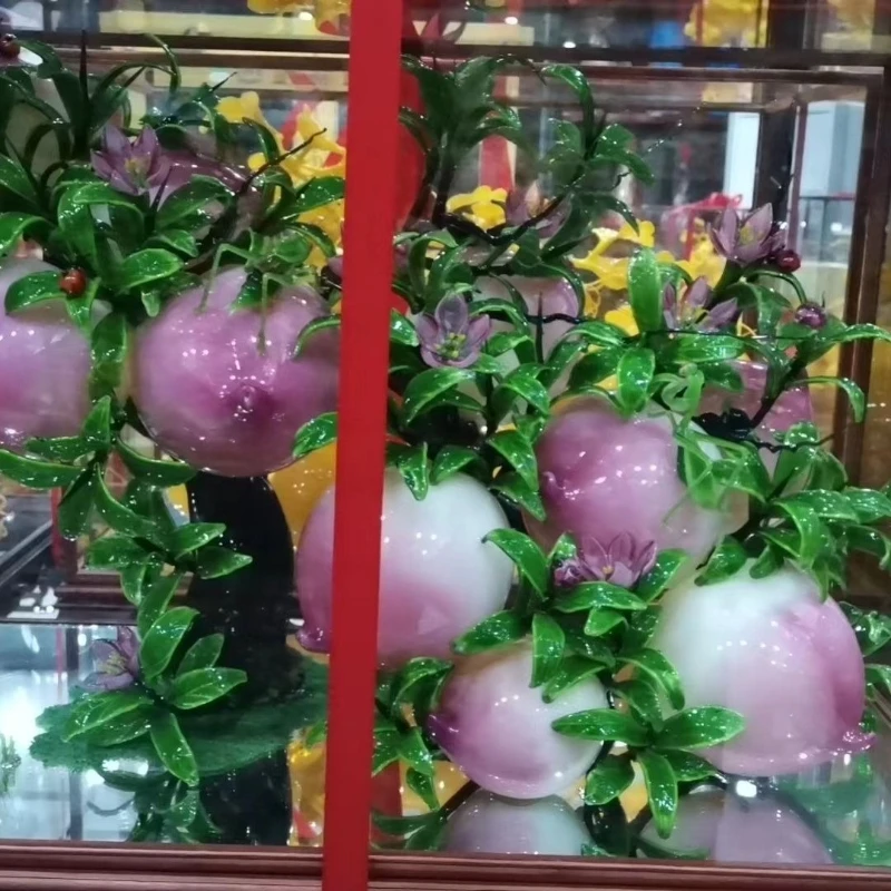 

Purely handmade glazed longevity peach lantern worker