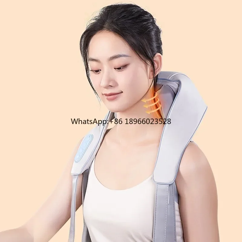 Automatic 5d cordless deep tissue kneading shiatsu vibration neck and shoulder massager with soothing heat