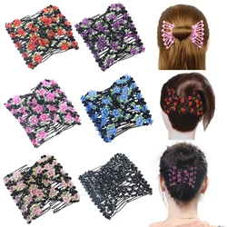 Fashion Hair Comb Claw Bun Ladies Magic Beads Elastic Double Bands String Hairpin Tool Ponytail Hair Accessories Hairstyle Bands