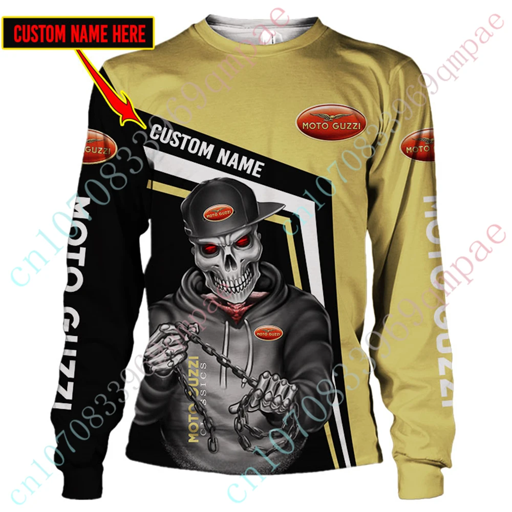 Moto Guzzi Sweatshirt Anime Oversized T-shirt Unisex Clothing 3D O Neck Long Sleeve Casual T Shirt For Men Women Custom Logo