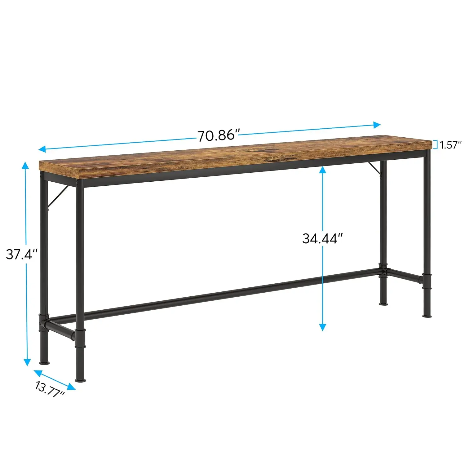70.9 Inch Extra Long Console Table, Narrow Sofa Table Behind Couch, Rustic Entryway Hallway Industrial Bar Table for Living Room view 3