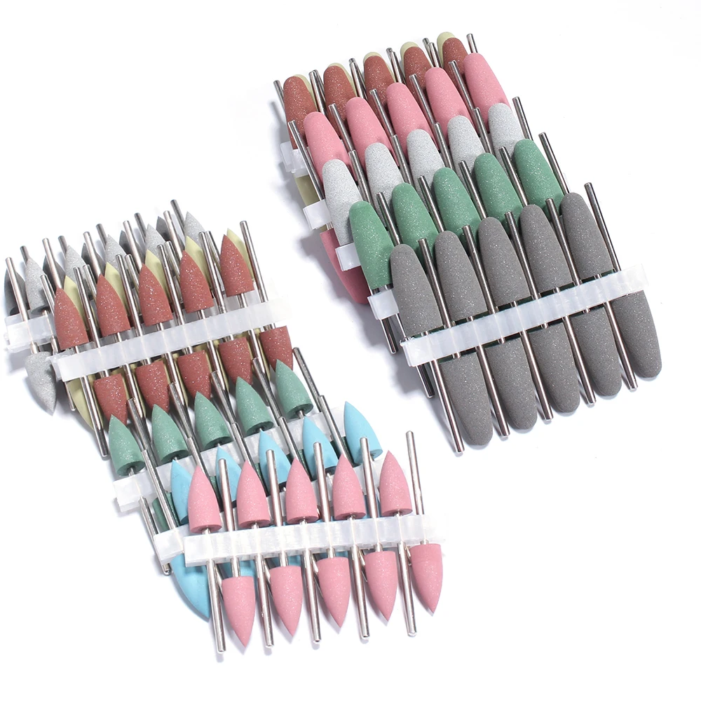 Forets à ongles en caoutchouc et Silicone, tampon rotatif, fraise électrique pour manucure, accessoires, outil de polissage des pieds, 10 pièces