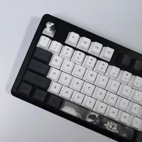 KBDiy Ink Lotus Keycap 142 Keys Cherry Profile Retro Keycaps PBT Keycaps for Mechanical Gaming Keyboard Aula F75 F87 F99 Key Cap