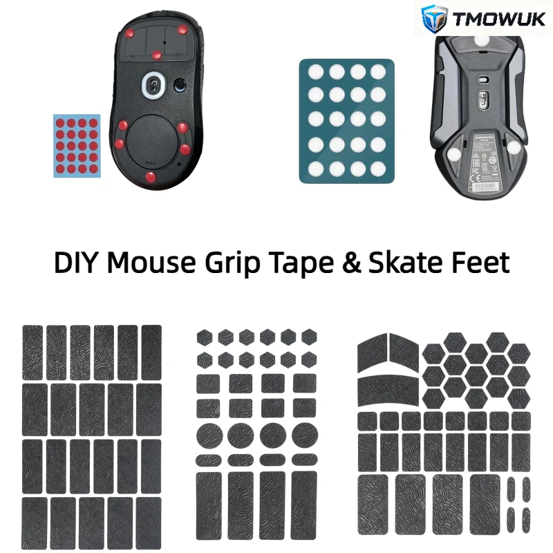 Full Coverage Universal DIY Mouse Grip Tape Skate Feet Set Sweat Resistant Anti Slip Stickers Easy For GPW4 Razer X-Raypad Mice