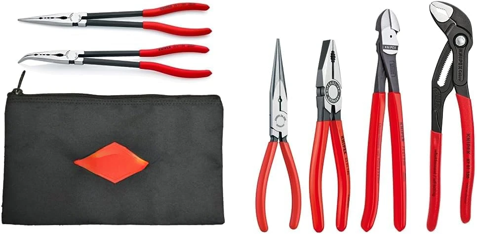 2 Piece Extra Long Needle Nose Pliers Set With Keeper Pouch & Tools 9K 00 80 94 US Cobra Combination Cutter and Needle Nose