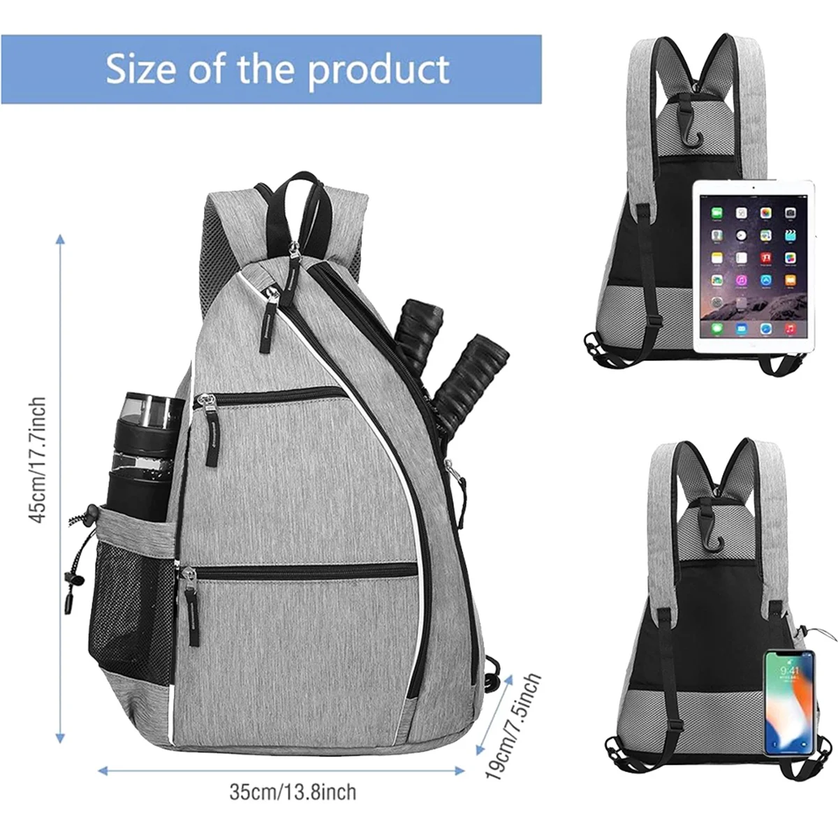 

ABXY Pickle Ball Bag, Reversible Crossbody Bag/Backpack for Women Men for Outdoor Sports