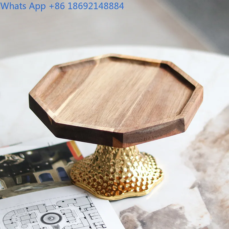 Hexagonal Solid Wood Fruit Display Stand for Hotel Villa Bakery Dessert Shop Decor
