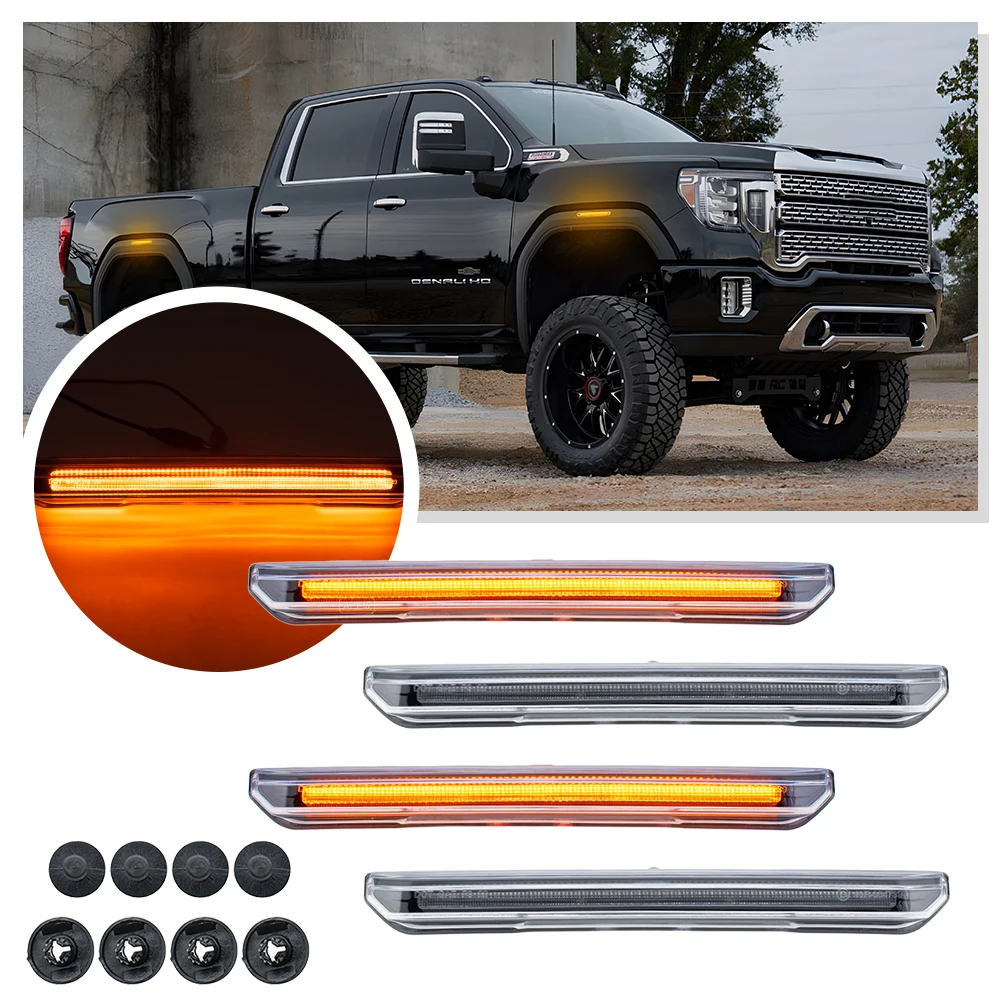 

4PCS LED Front＆rear wheel Side Marker Light For GMC Sierra 2500 3500HD 2020 2021 2022+ GMC Canyon Fender turn Signal Light