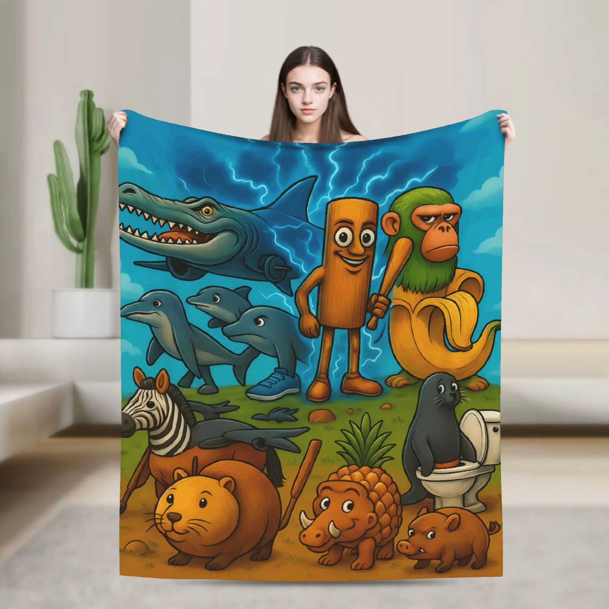 

Italian Brainrot Soft Warm Blankets Boy Girl Plush Throw Blanket Comfortable Couch Bed Flannel Bedspread Sofa Bed Cover