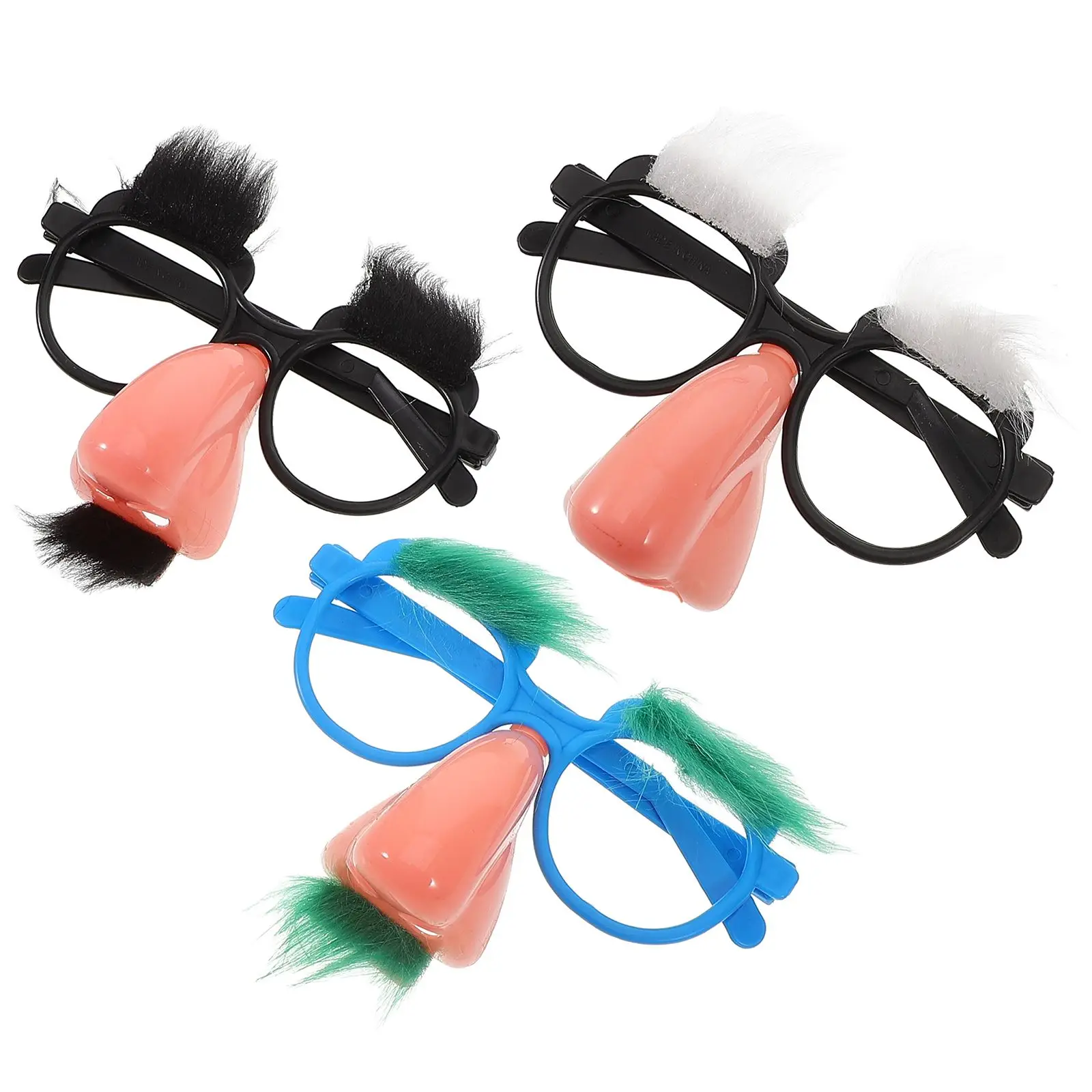3 sztuki Zabawne okulary dla dorosłych Okulary z dużym nosem Prezenty na Halloween Makijaż Rekwizyty kostiumowe Okulary przeciwsłoneczne ze sztucznej wełny Miss