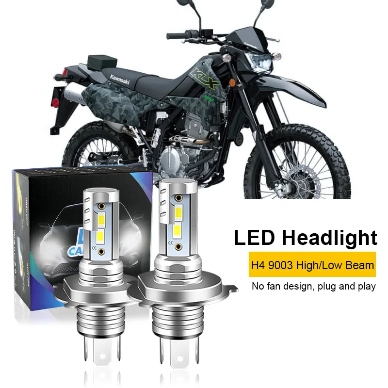 2PC For Kawasaki KLX400SR KLX450R KLX650 H4 9003 Motorcycle LED Headlight Bulbs High & Low Beam H4 12000lm 6000K