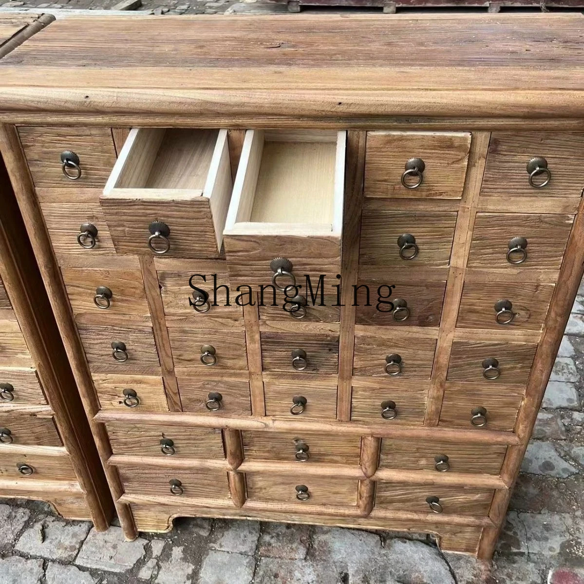 DSA medicine cabinet multi-grid classical Chinese medicinal materials display cabinet old door panel solid wood cabinet