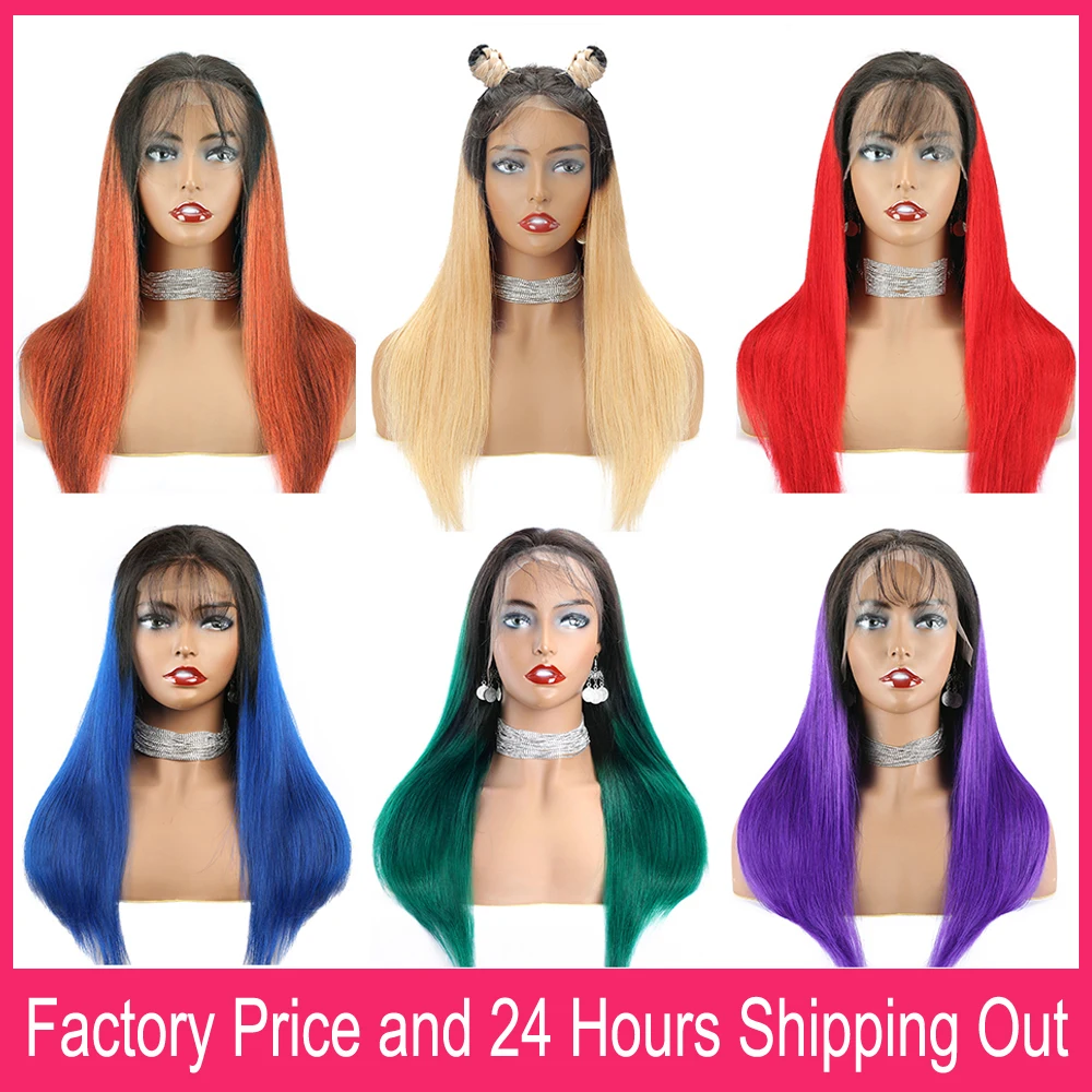 1B Burgundy Human Hair Wigs Pre Plucked 13x4 Lace Frontal Wig Ombre Wine Red Color 13x4 Swiss Lace Front Wig For Black Women