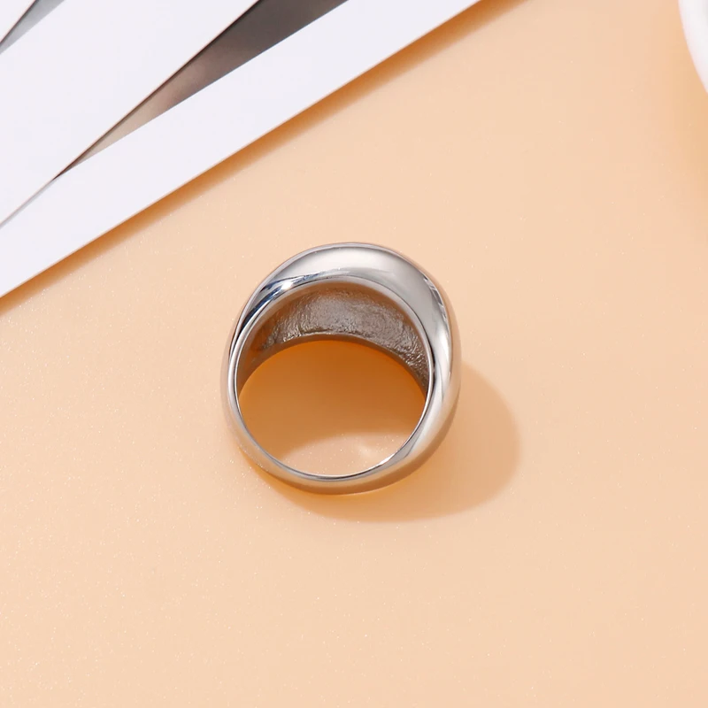 Simple Gold Silver Color Rings For Women Stainless Steel Oval Wedding Bands Polish Shiny Finger Rings Wome Party Jewelry Trendy