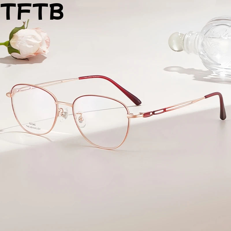 

TFTB Retro Oval Women High-quality Alloy Glasses Ultra Light Fashion Elegant Retouch Face optical prescription Eyeglasses Frame