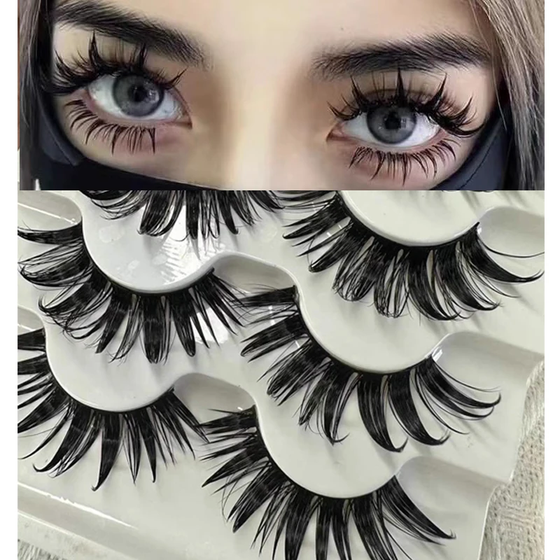 5 Pairs Wet Eyelashes 3D Faux Mink Eyelashes Thai Eyelashes Handmade Craft Long Fluffy Lashes Eye Makeup Tools Cruelty-free