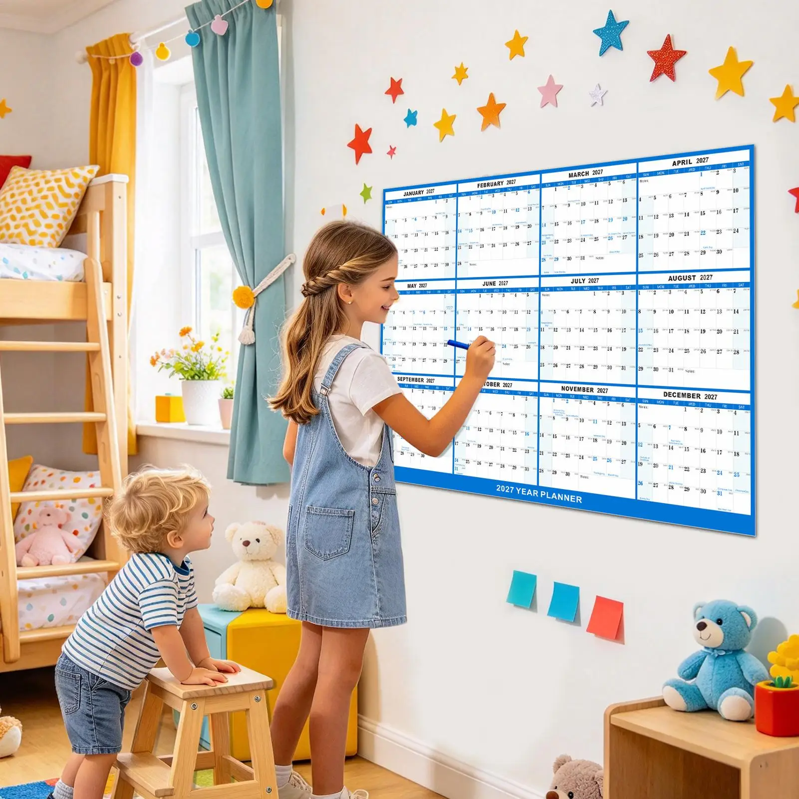 2027 Wall Calendar Wet And Dry Erase Laminated Reversible Planner 12 Month Wall Calendar For Organizing Planning Appointments