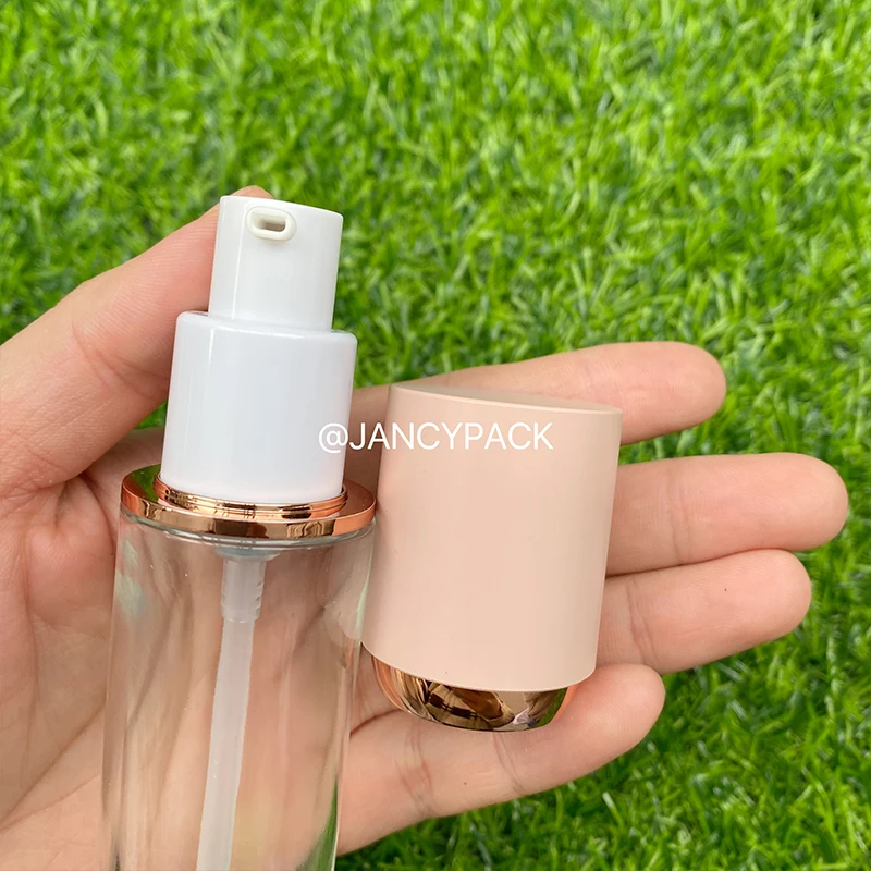 30ml Empty Pump Bottle Glass Liquid Foundation Container pink white green Makeup round Refillable Bottle Portable Pump Bottle