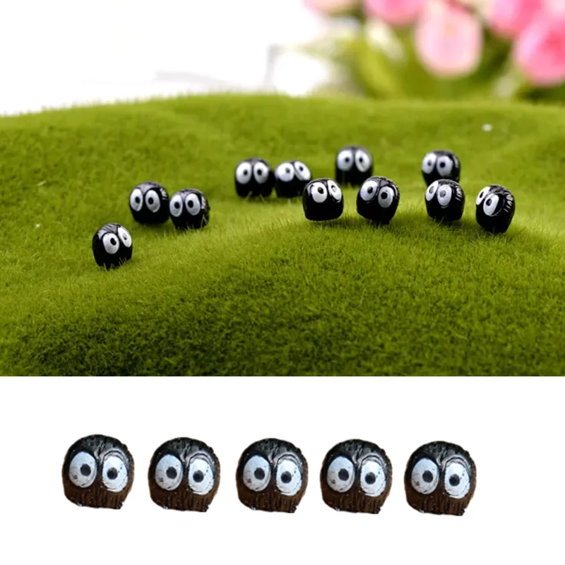 5-20Pcs Mini Black Briquettes Elfs Dust Sprite Micro Ornaments Succulent Plants Potted Decoration Micro Landscape Decoration