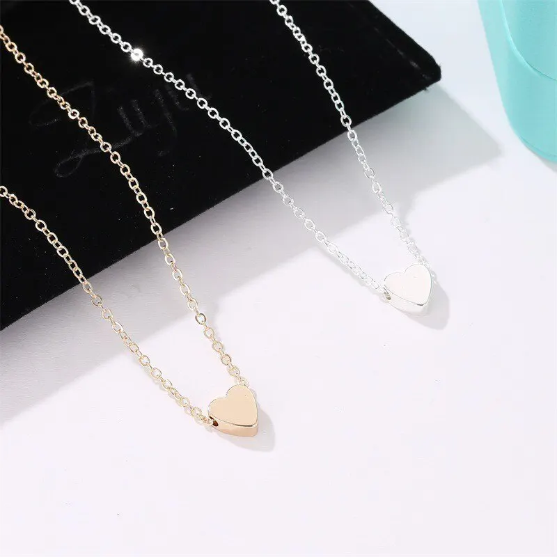 2pcs Gold-color Plus Silver-plated Necklace Ms Simple Style Love Alloy Peach Heart Pendant Hundred Match Collarbone Jewelry image 2