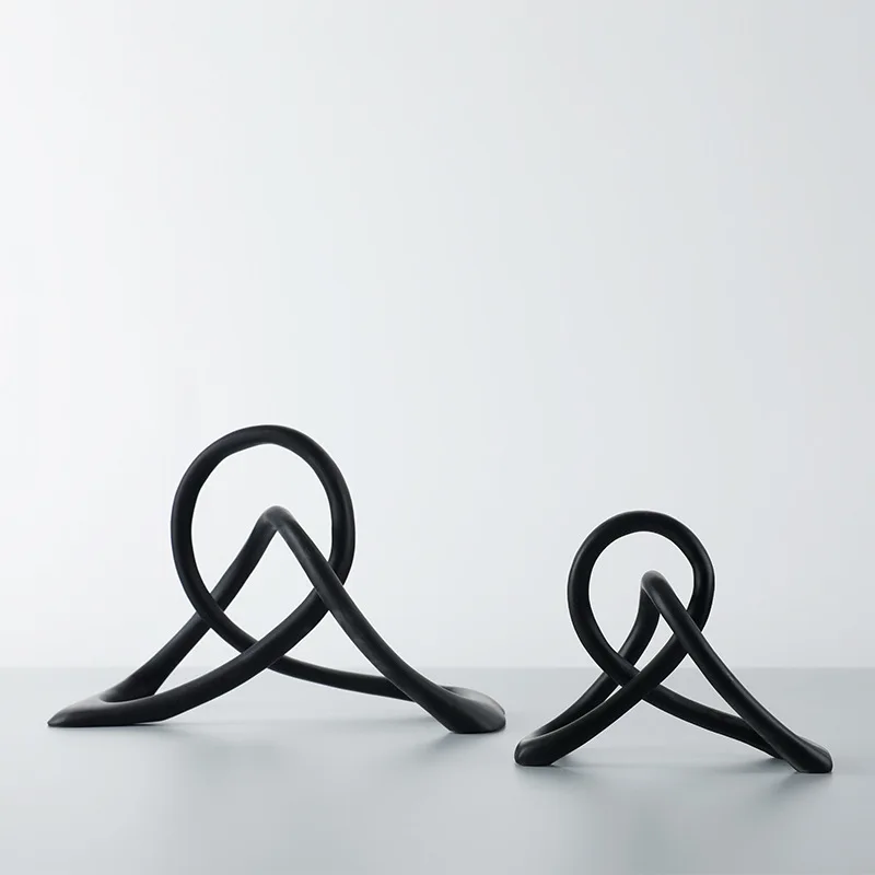 Resin Geometry Twist Knot Decorative Ornaments Black Winding Sculpture Figurines Home Decoration Accessories