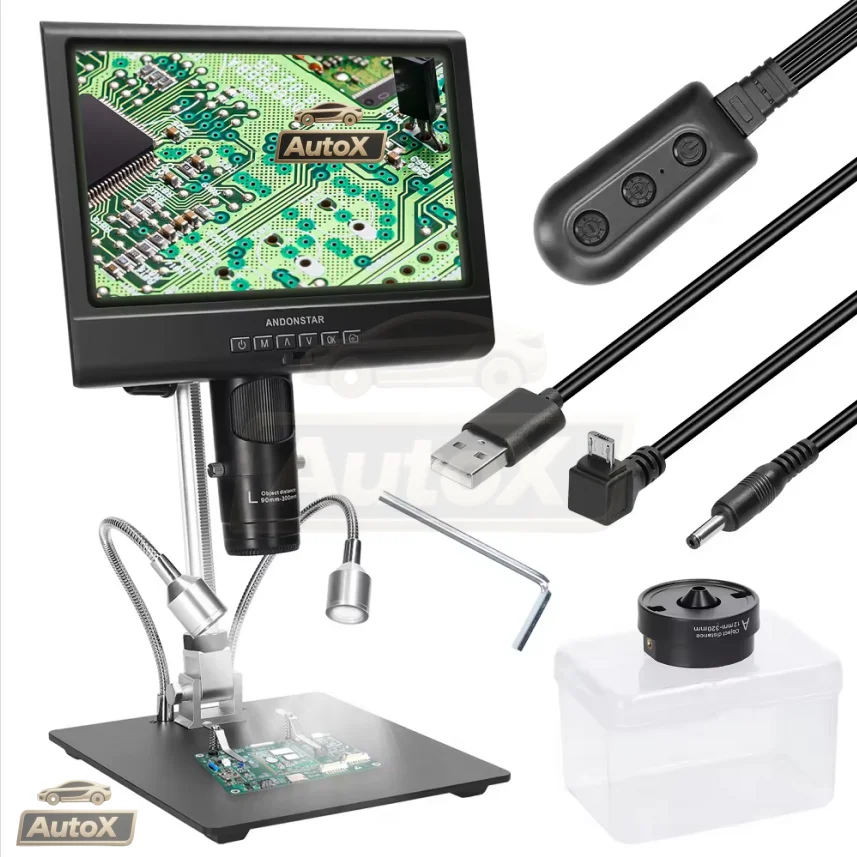 

Auto X AD209 Digital Microscope for Soldering Two Lens 4X Magnification Professional Microscope 10inch LCD Display LED Lamp