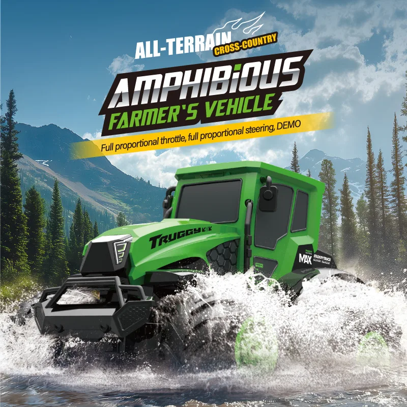Amphibious RC Tractors 4WD Farmer Remote Control car RC Boat electric  All-terrain Off-road racing Vehicle Models kids gift Toys
