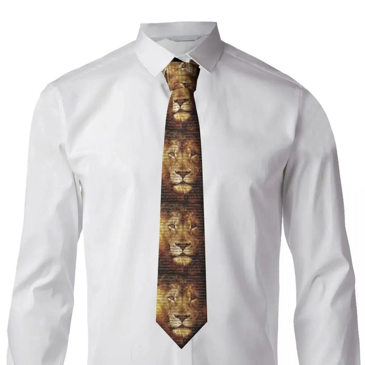 The Names Of God  Lion Necktie Mens Personalized Silk Christian Catholic Neck Tie for Wedding