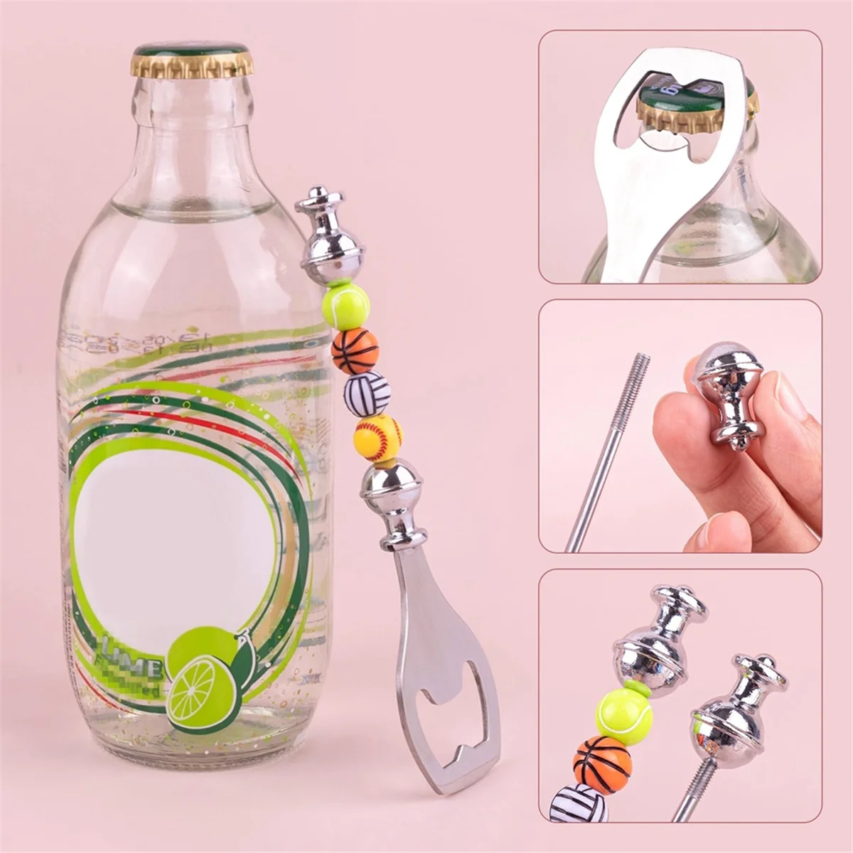 

4 Pack DIY Beaded Beer Opener Metal Bottle Opener Decorative Beaded Bottle Opener for Bartenders Kitchen ToolJADD