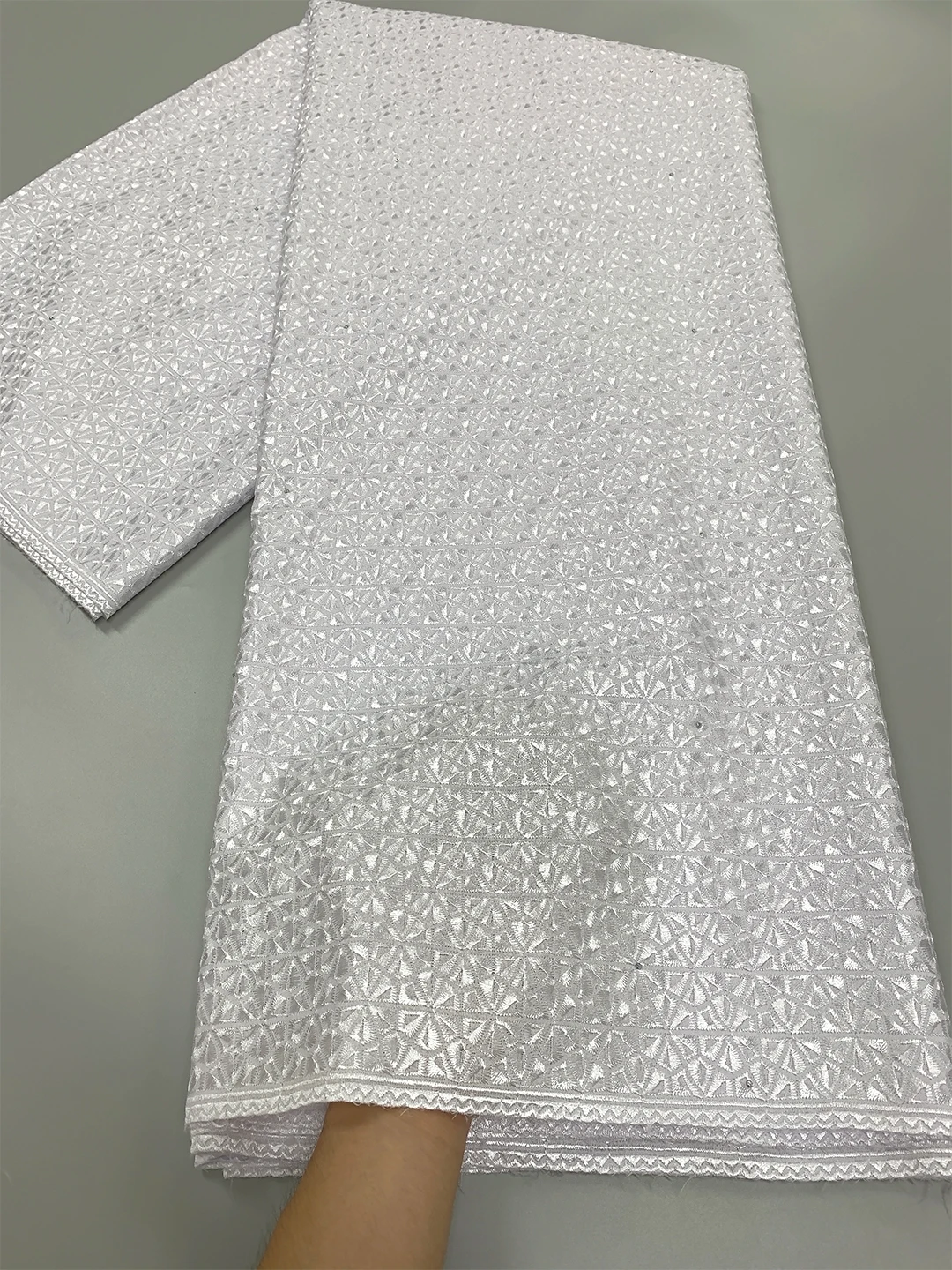 Soft Egyptian Cotton Polished Lace Fabric 5 Yards 2023 Hight Quality Dubai Voile Lace Fabric For Couple Men And Wome Wear Dress