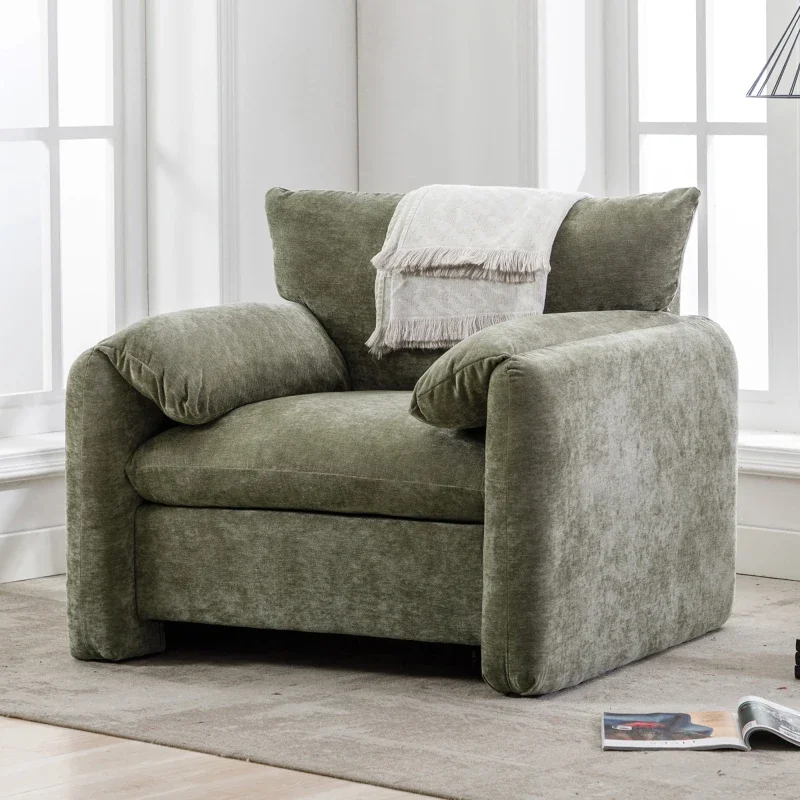 

Matcha Green Modern Style Chenille Oversized Armchair Accent Chair Single Sofa Lounge Chair 38.6'' W for Living Room, Bedroom