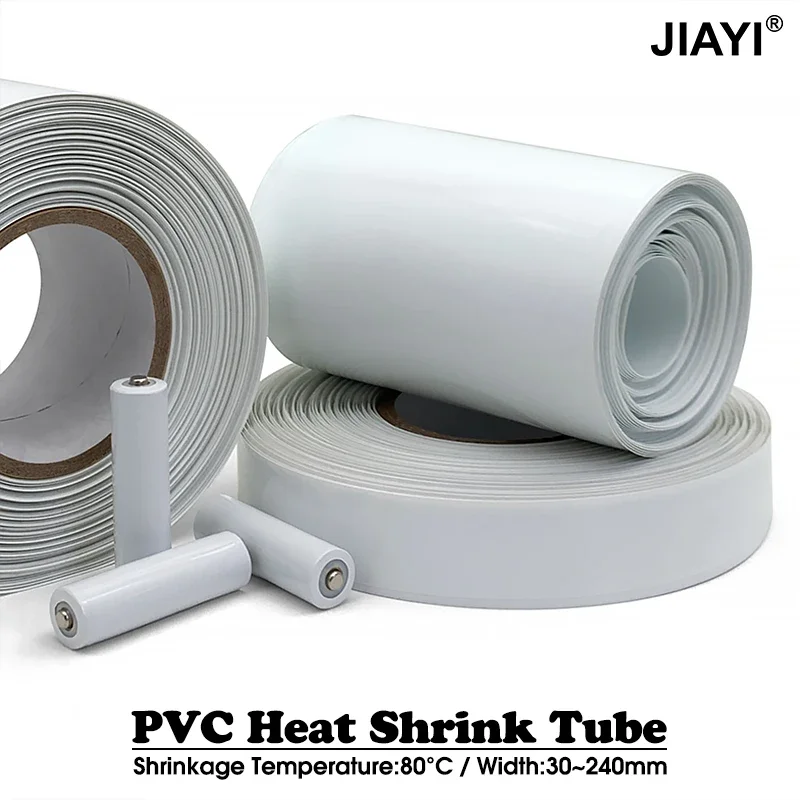 1M~10M Width 30mm~300mm 18650 Lipo Battery PVC Heat Shrink Tube Pack Insulated Film Wrap Lithium Case Cable Sleeve White