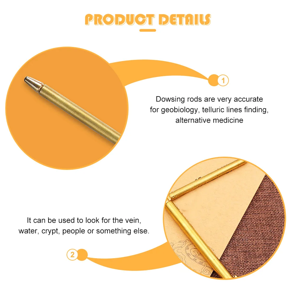 2pcs Retractable Dowsing Rods Copper Divining Tool For Water Locating Lost Items Energy Seeking Pen Shaped Portable Rods