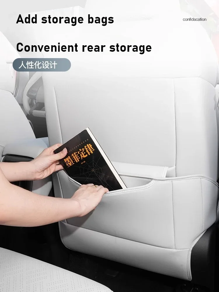 

For BYD Formula Leopard Titanium 3 Car Seat Anti-Kick Pad Leather Seat Back Kick Protector Scratch Resistant with Storage Bag