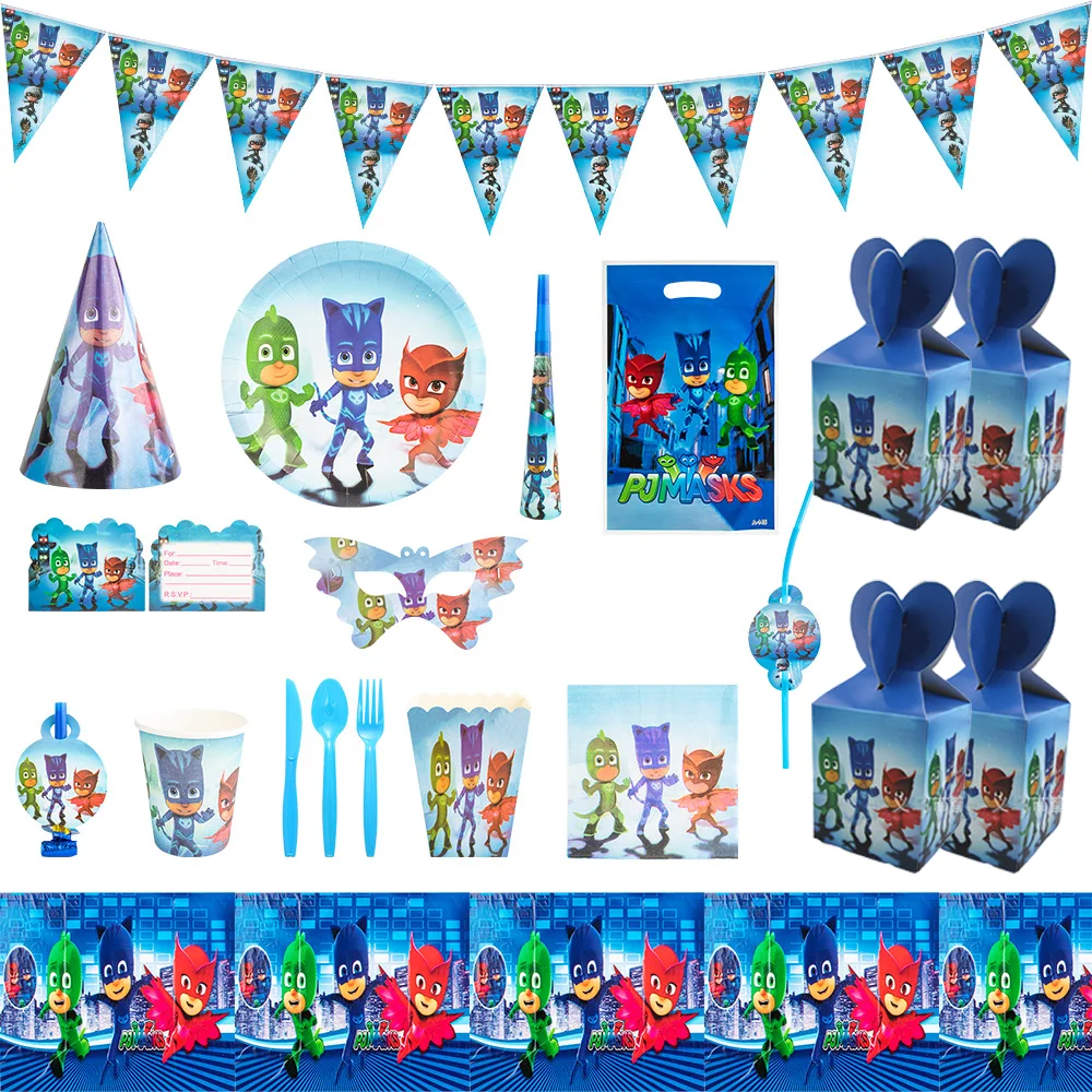 Maskers Dozen Snoep Verjaardagsfeestje Decoratie Connor Feestartikelen Wegwerpservies Babyshower Cartoon Kinderpapier PJ Dozen