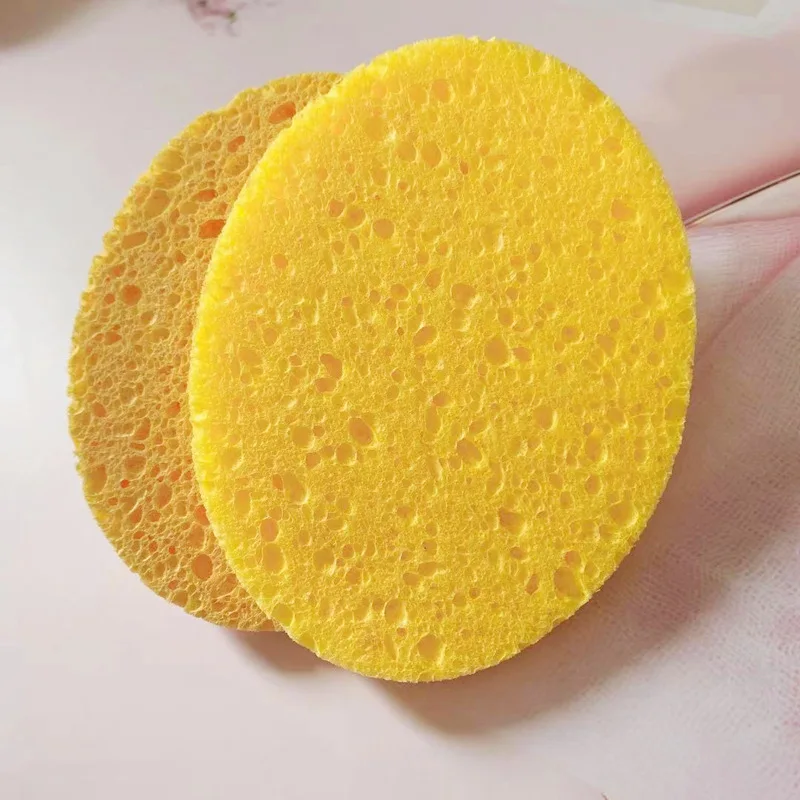 Natural Wood Pulp Sponge Cellulose Compress Cosmetic Puff Facial Washing Sponge Face Care Cleansing Makeup Remover Tools