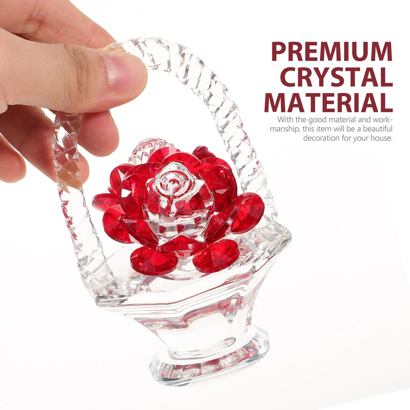 

1Pcs Crystal Rose Adornment Premium Crystal Flower Decorative Ornament for Home Office Living Room Bedroom Desktop Decoration