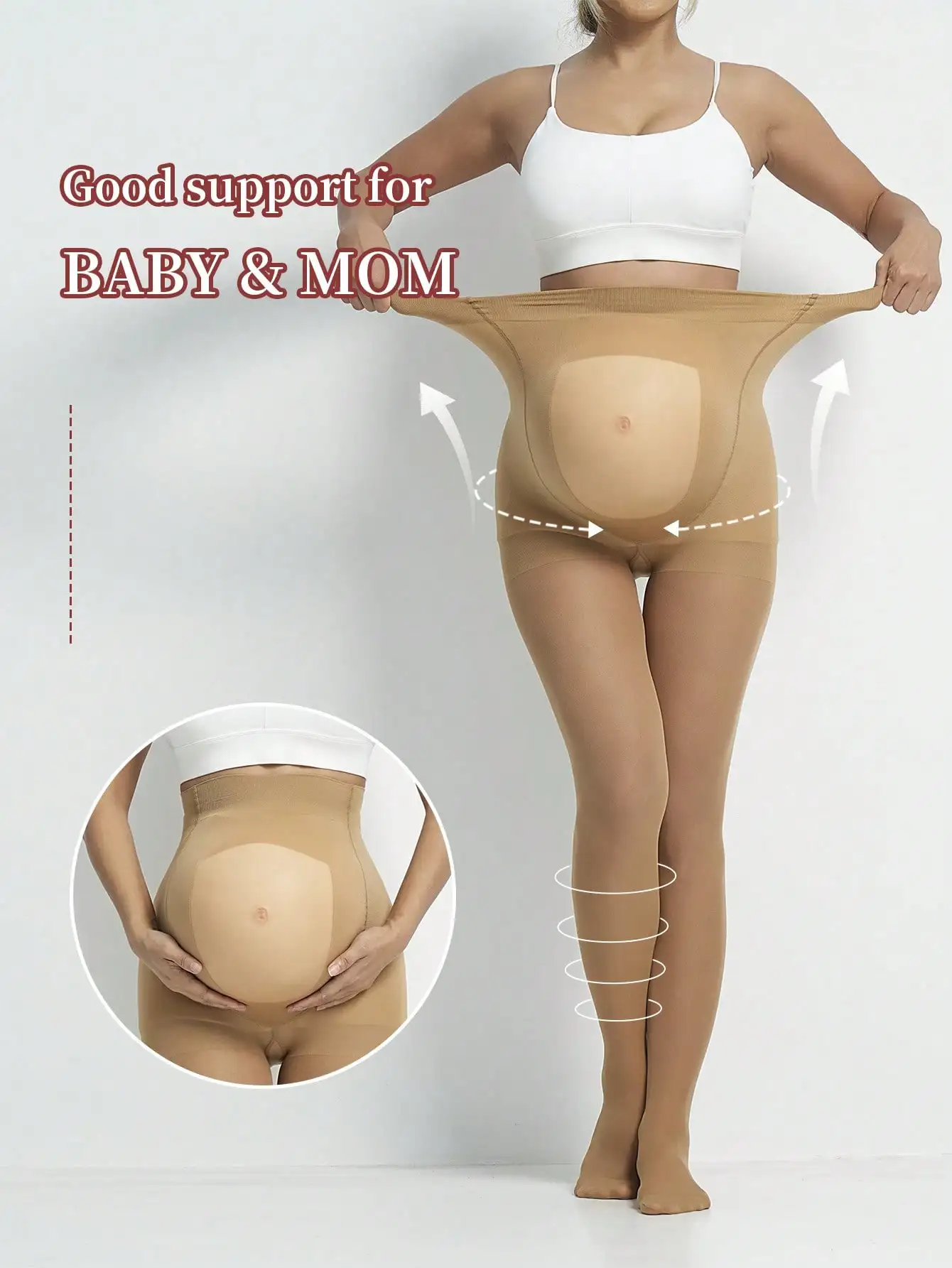 1Pair Maternity Women High Waist Belly Support Pantyhose Sheer Nude Tights Soft Stretch Pregnancy Hosiery