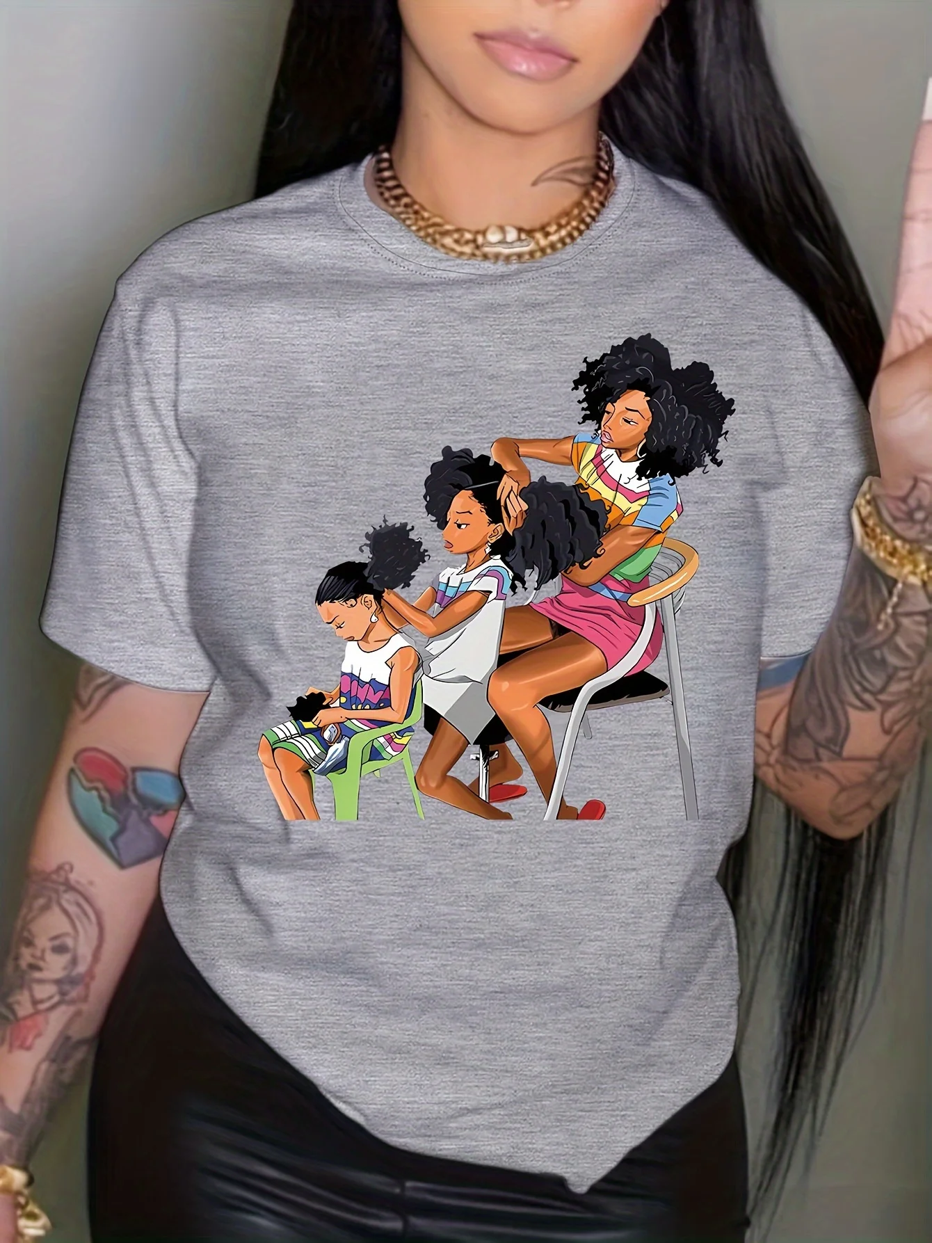 

Футболка для женщин с изображением этапов естественного роста волос - с графическим принтом Black Girl Magic, повседневный топ для поддержки женственности.