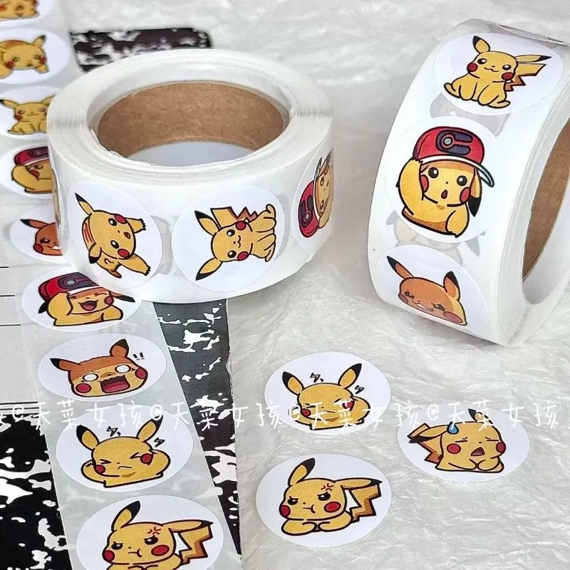 500Pcs Pokemon Pikachu Cartoon Stickers Kawaii Gift Bag Seal Stickers Handbook Guitar Luggage Decorative Stickers Accessories