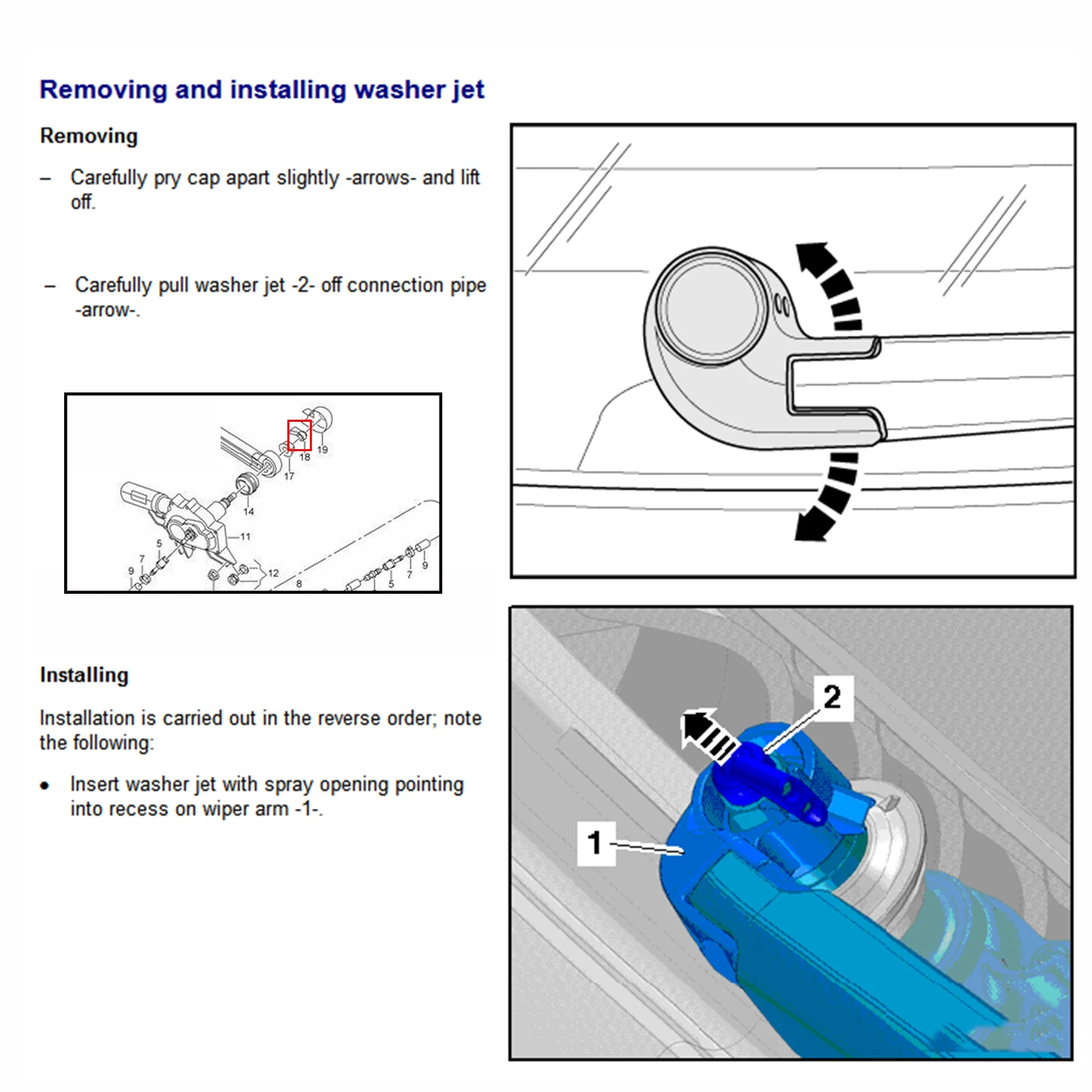 2x Wiper belakang mobil Jet semprot Nozzle Washer Wiper belakang untuk Audi A1 Q5 A3 A4 A6 Nozzle nozel Washer jendela otomatis penyemprot hitam