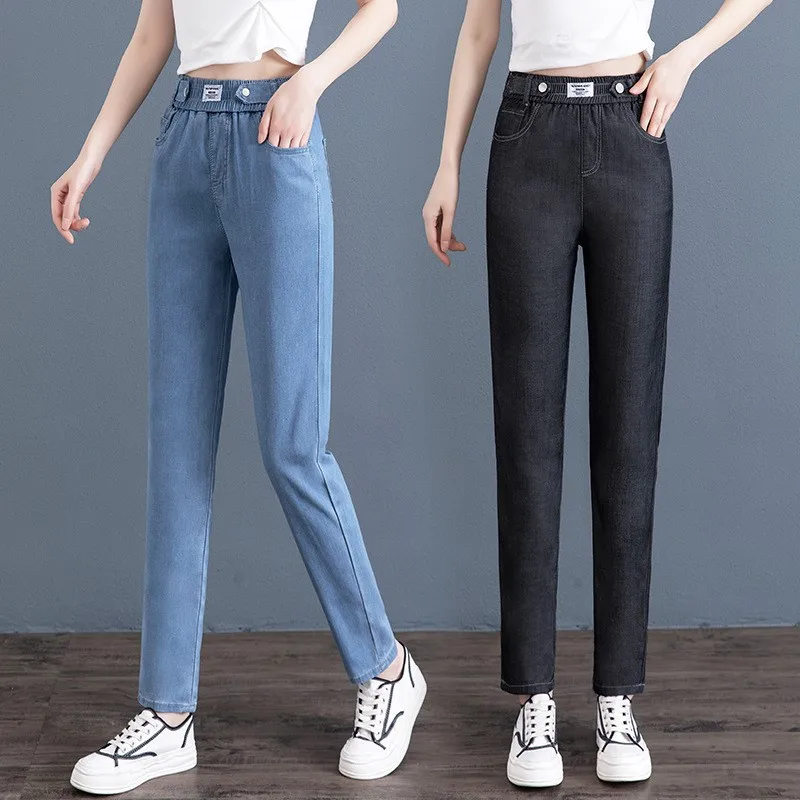 High waist Jeans Women's Spring Autumn New Slim Skinny Pants Casual Women Denim Trousers Blue Female Stretch Pencil Jeans NS5783