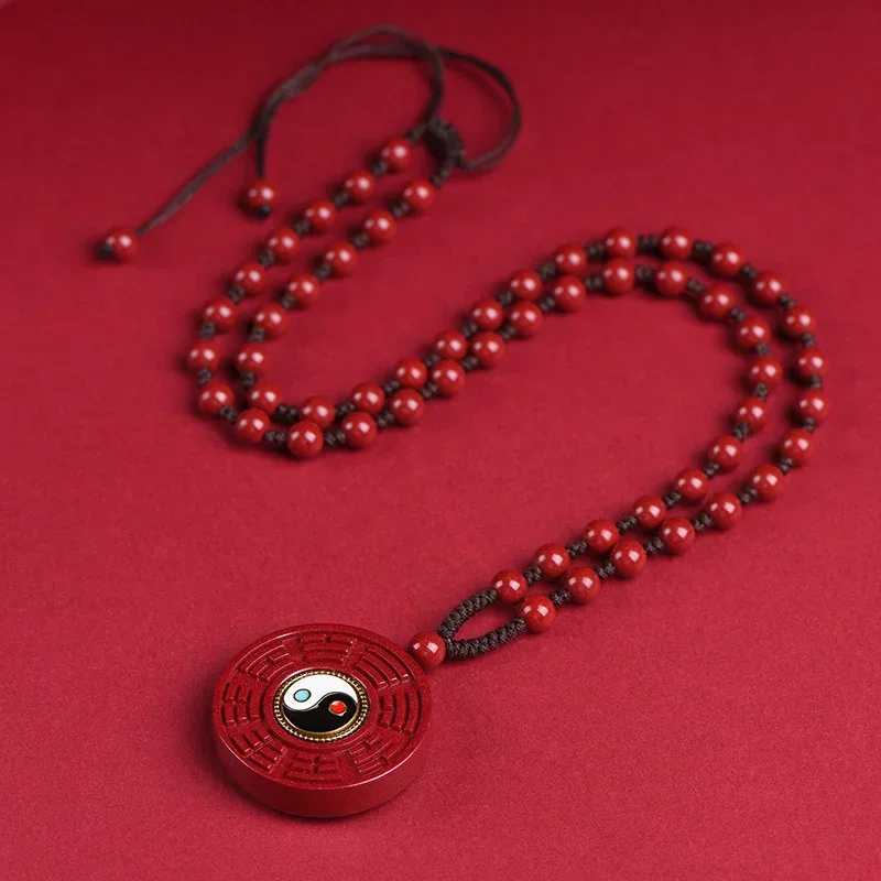 

Natural Cinnabar Taiji Mission Pendant Amulet Baoping Town House Lucky Taoist Instrument Jewelry